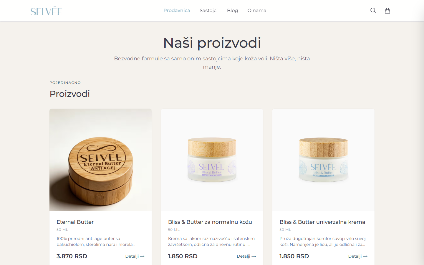 Selvée shop page